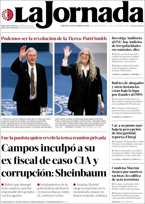 Portada de La Jornada