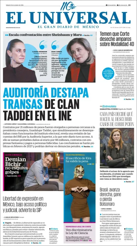 Portada de El Universal
