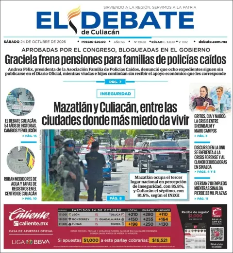 Portada de El Debate de Culiacán