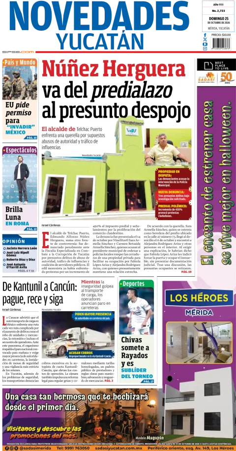 Portada de Novedades Yucatán