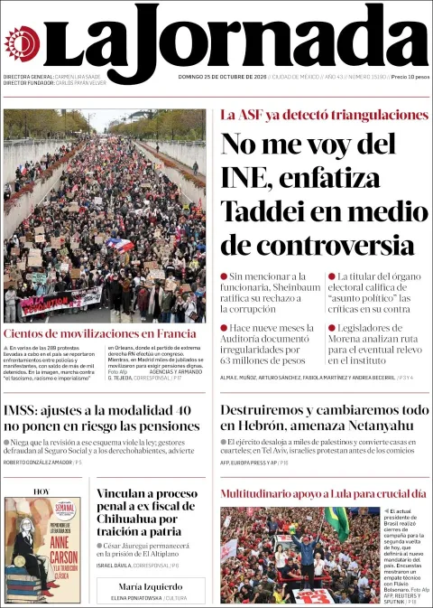 Portada de La Jornada