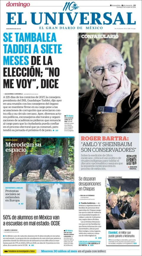 Portada de El Universal