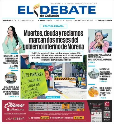 Portada de El Debate de Culiacán