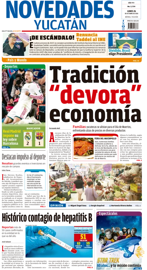 Portada de Novedades Yucatán