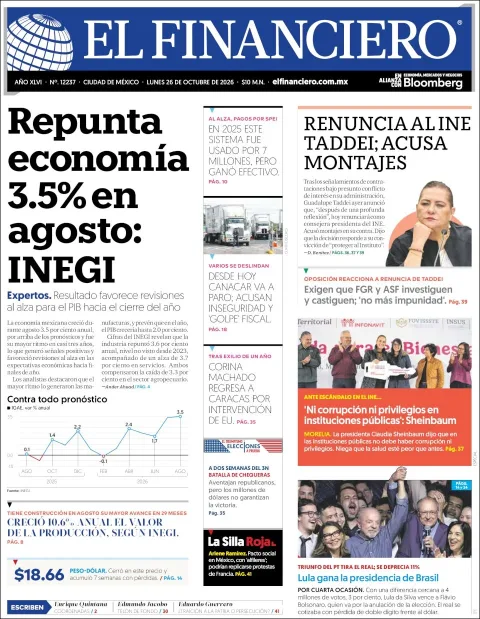 Portada de El Financiero