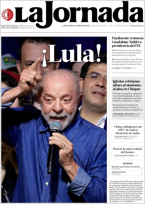 Portada de La Jornada