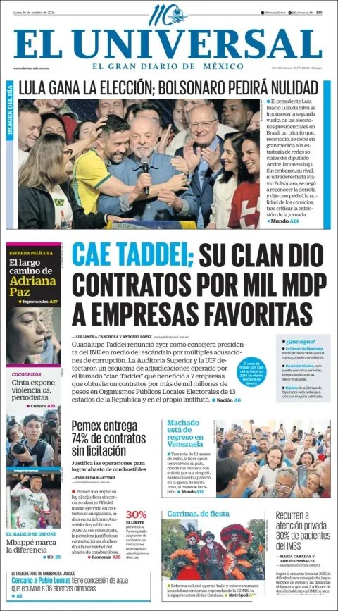 Portada de El Universal