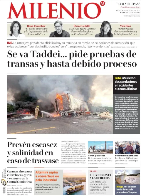 Portada de Milenio Tamaulipas