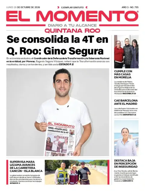 Portada de El Momento Quintana Roo