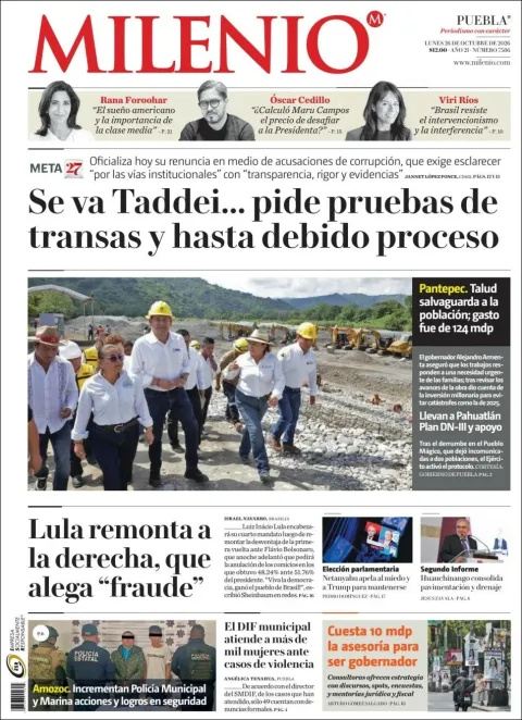 Portada de Milenio Puebla