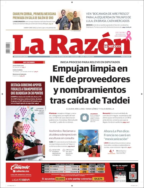 Portada de La Razón