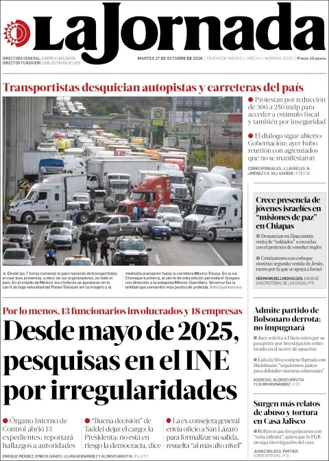 Portada de La Jornada