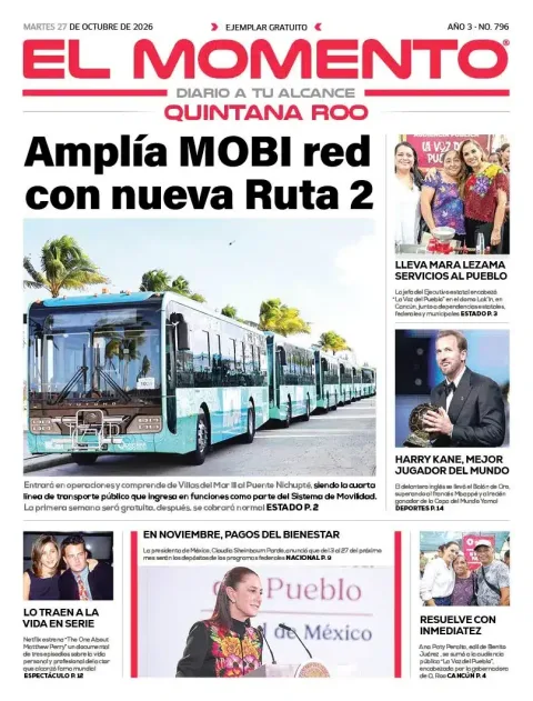 Portada de El Momento Quintana Roo