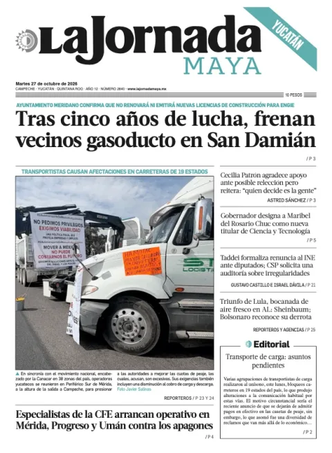 Portada de La Jornada Maya Yucatán
