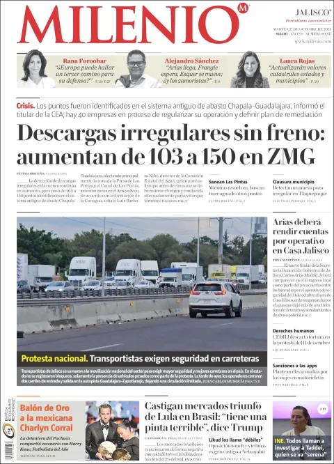 Portada de Milenio Jalisco