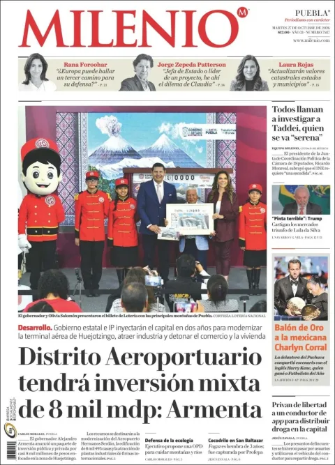 Portada de Milenio Puebla