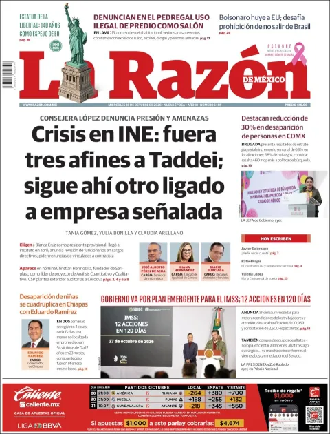 Portada de La Razón