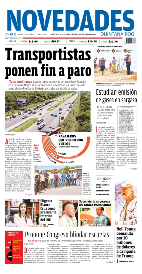 Portada de Novedades Quintana Roo
