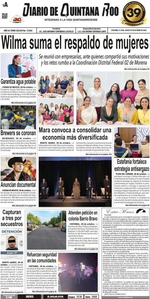 Portada de Diario de Quintana Roo (Portada)