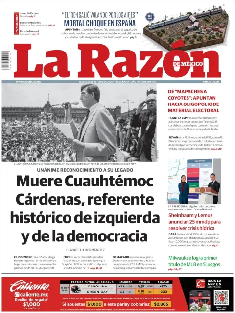 Portada de La Razón