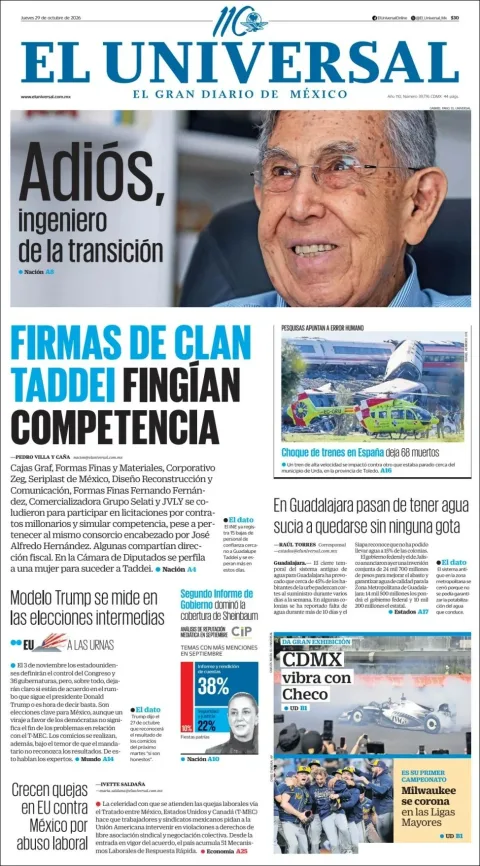 Portada de El Universal