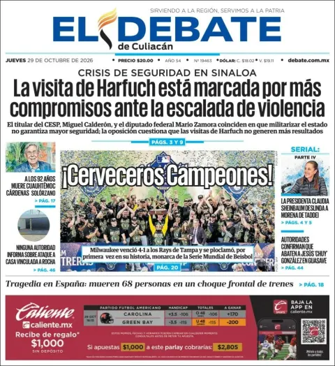 Portada de El Debate de Culiacán