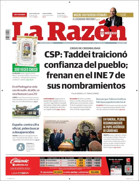 Portada de La Razón