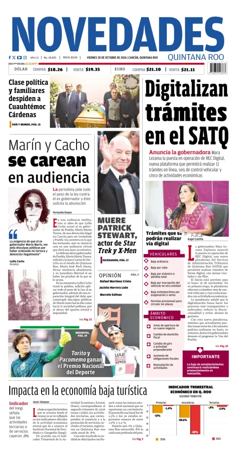 Portada de Novedades Quintana Roo