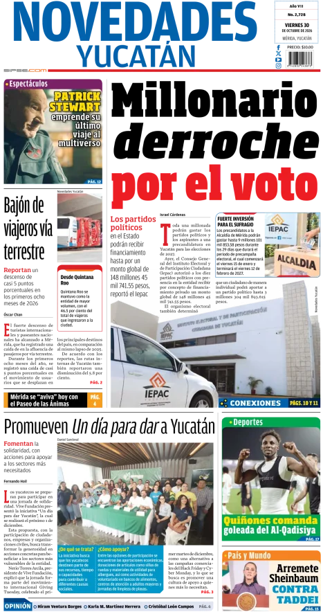 Portada de Novedades Yucatán