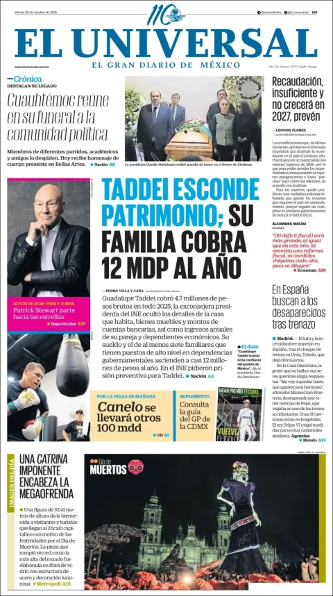 Portada de El Universal
