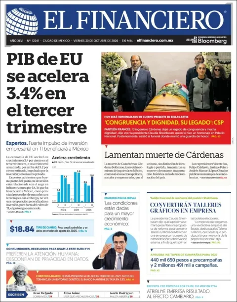 Portada de El Financiero