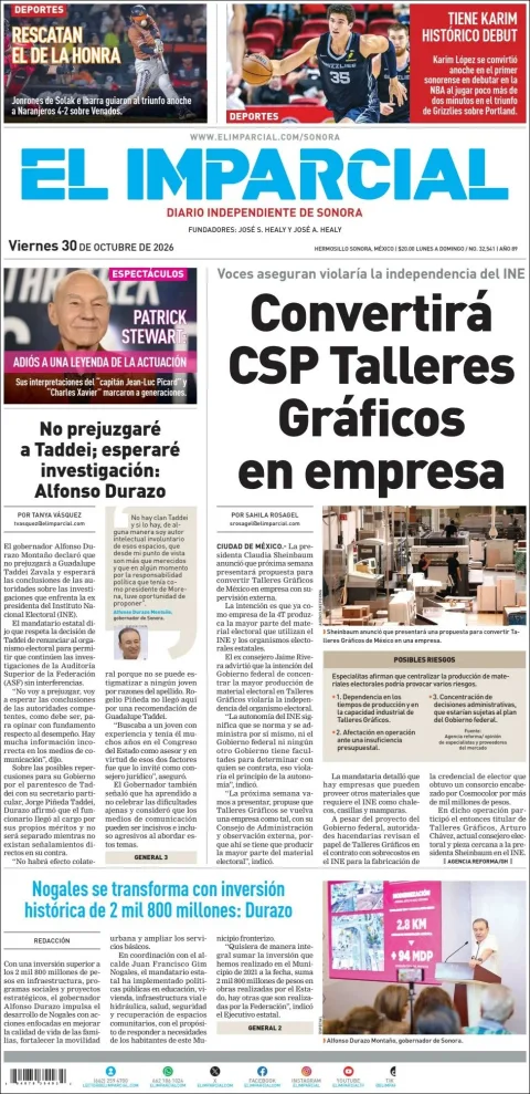 Portada de El Imparcial