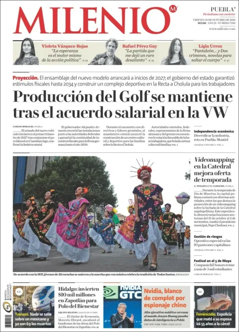 Portada de Milenio Puebla