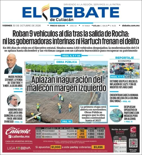 Portada de El Debate de Culiacán