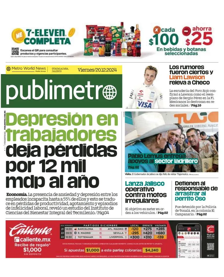 Portada de Publimetro Guadalajara
