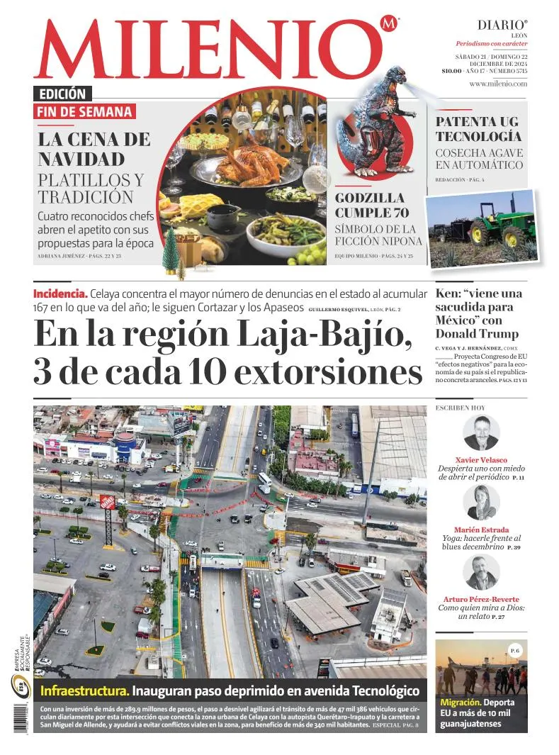 Portada de Milenio León del sábado, 21 de diciembre de 2024