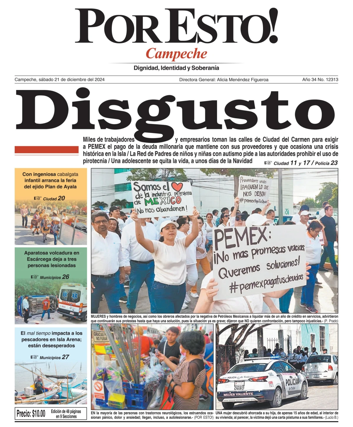 Portada de Por Esto (campeche) del sábado, 21 de diciembre de 2024