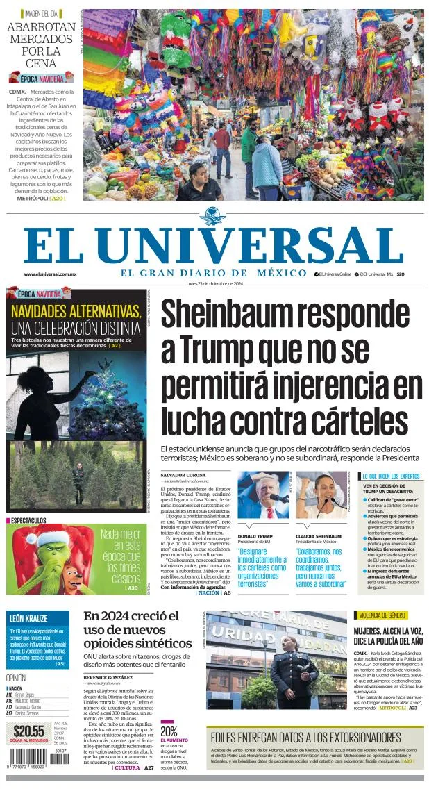 Portada de El Universal