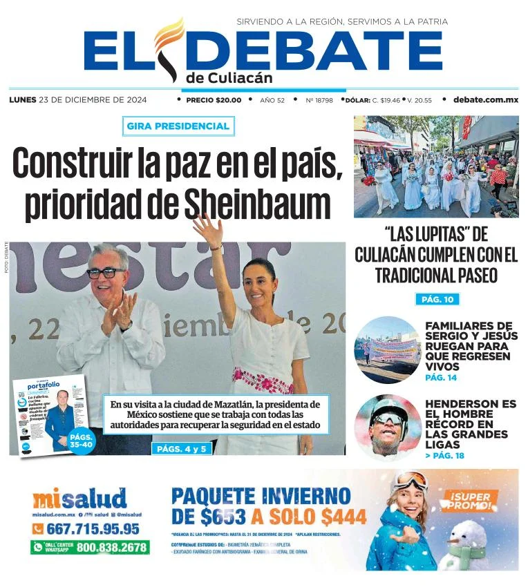 Portada de El Debate de Culiacán
