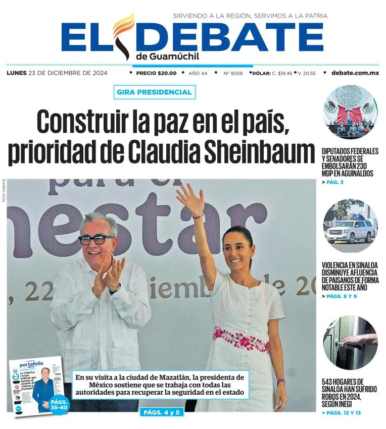 Portada de El Debate de Guamúchil