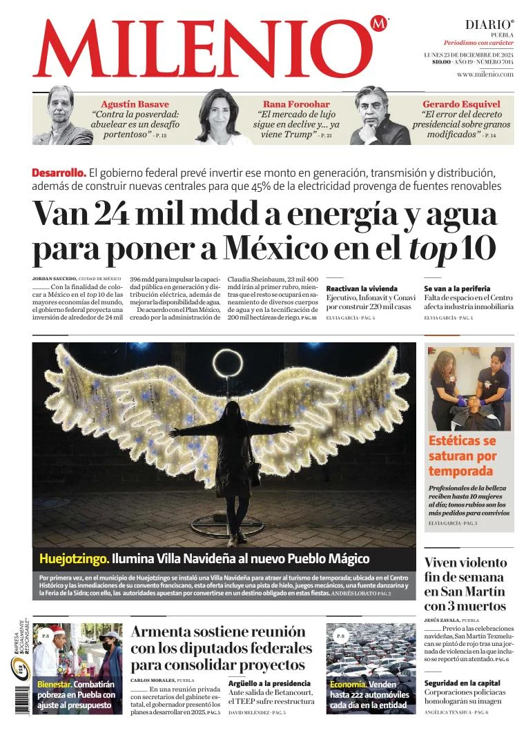 Portada de Milenio Puebla