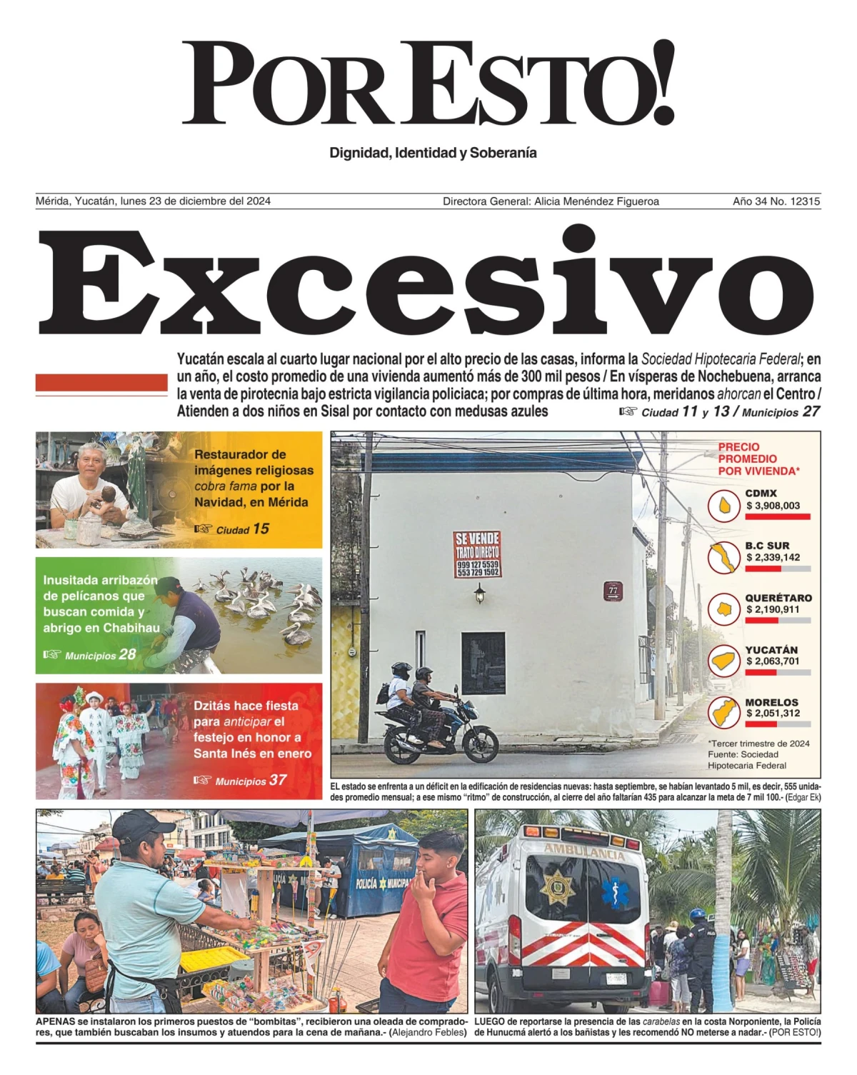 Portada de Por Esto (merida, Yucatan) del lunes, 23 de diciembre de 2024