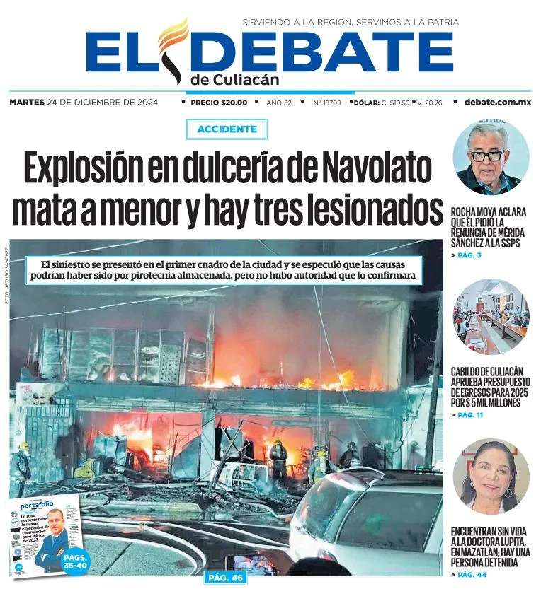 Portada de El Debate de Culiacán