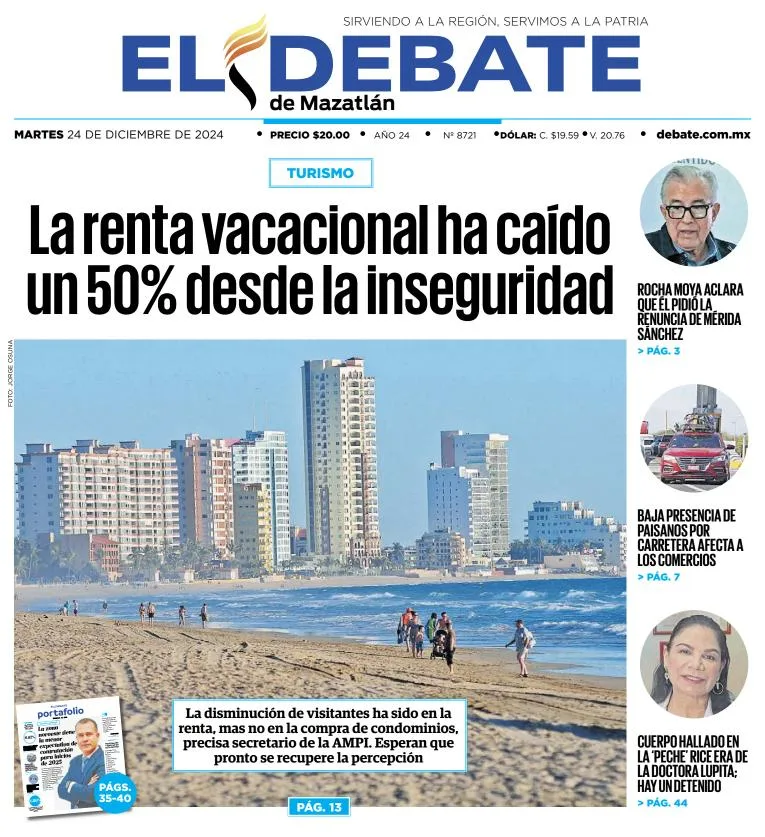Portada de El Debate de Mazatlán