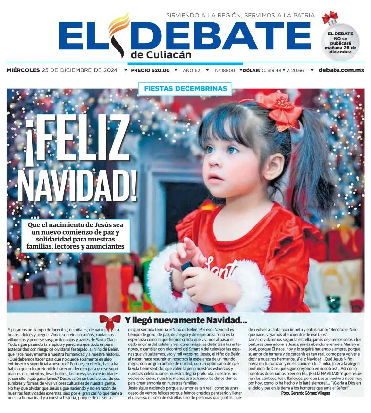 Portada de El Debate de Culiacán