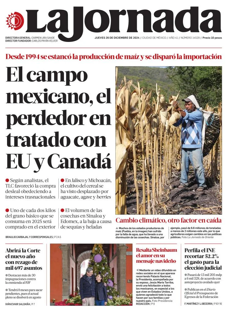 Portada de La Jornada