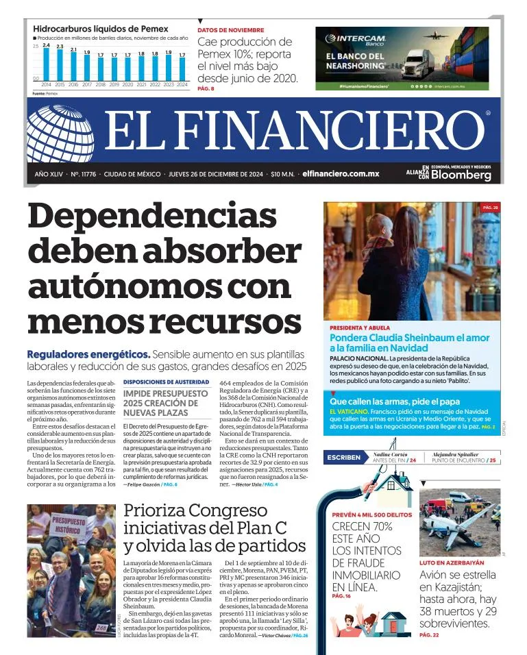 Portada de El Financiero