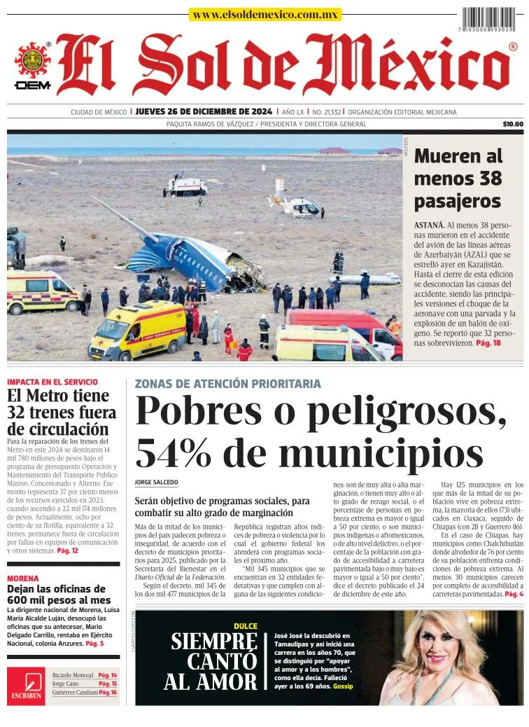 Portada de El Sol de México