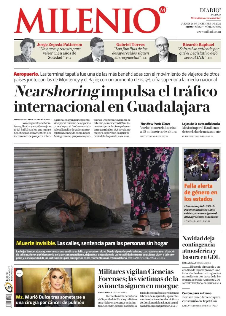 Portada de Milenio Jalisco