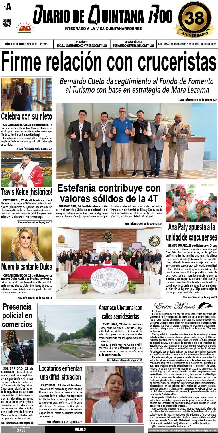 Portada de Diario de Quintana Roo del 2024-12-26